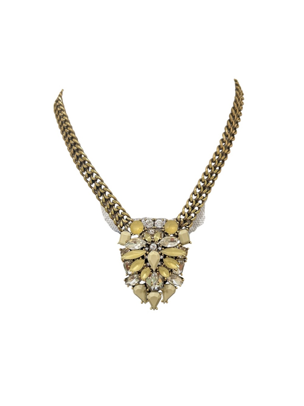J crew chunky Gold-Tone chain statement Yellow Crystal Pendant Necklace